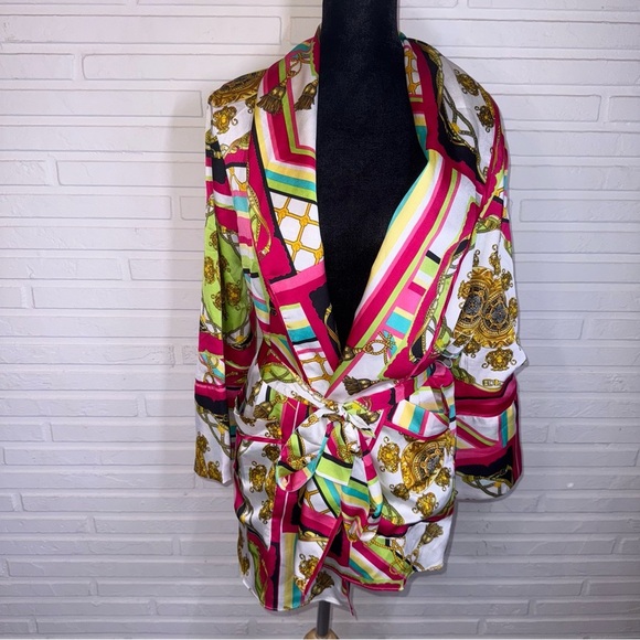 Luxy USA Colorful Print Tie Waist Kimono Women’s Size Medium - Picture 1 of 12